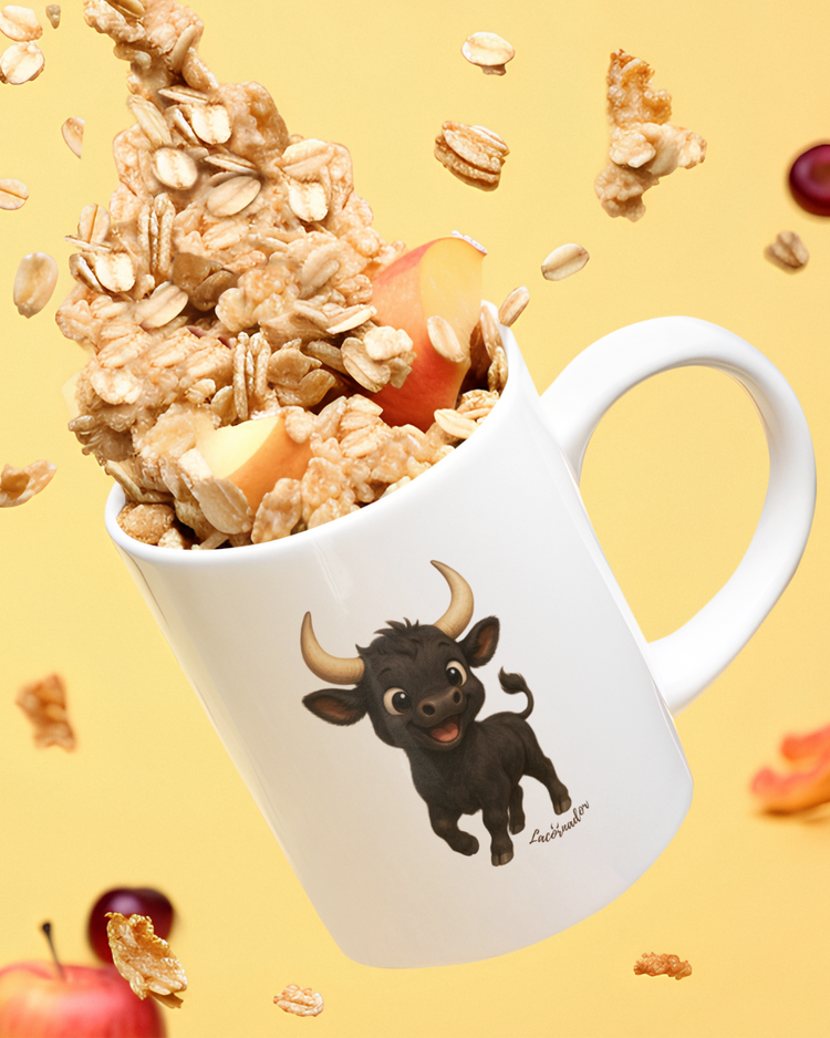 Mug Blanc brillant Lacornador® "Taureau mignon"