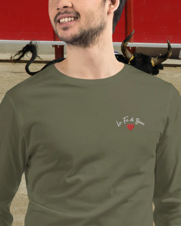 Tee-shirt Lacornador® à manches longues brodé La Fé di Bioù et coeur