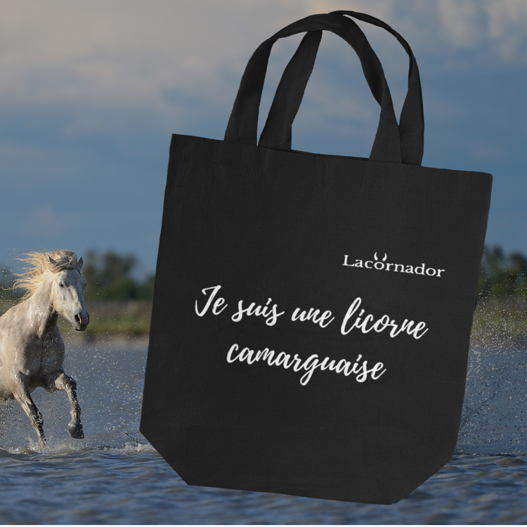 TOTE BAG BIO 100% RECYCLE "Je suis une licorne camarguaise"