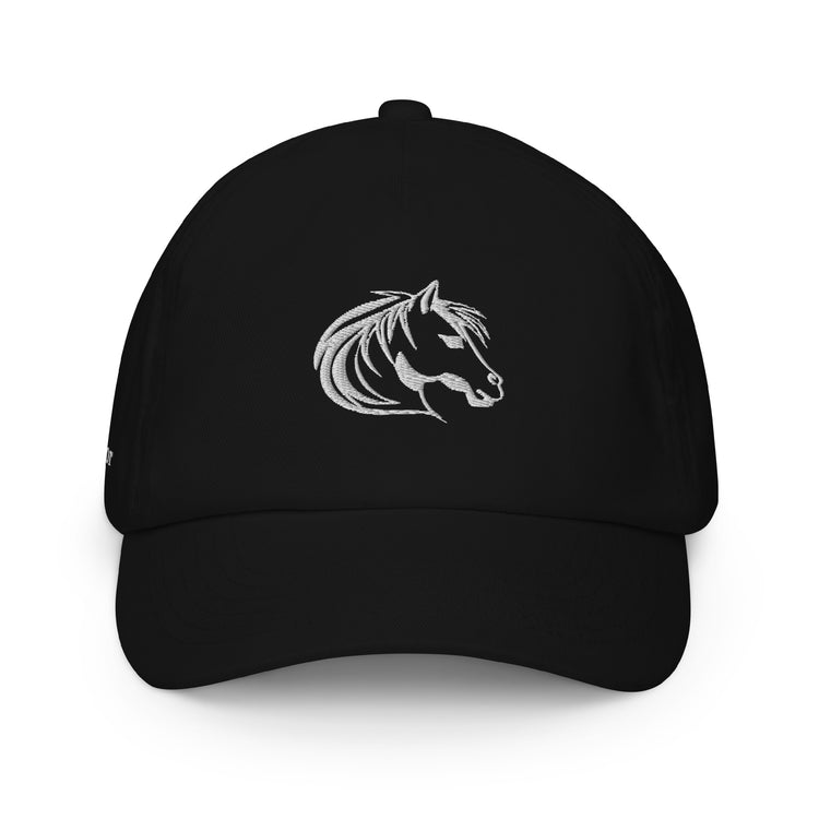 Casquette noire enfant brodée Lacornador® Tête de cheval
