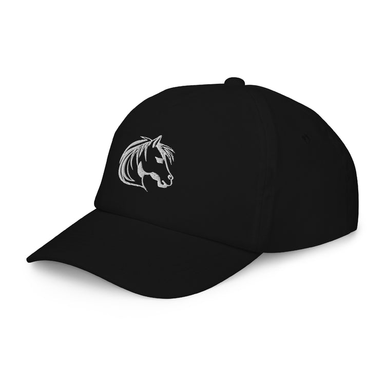 Casquette noire enfant brodée Lacornador® Tête de cheval