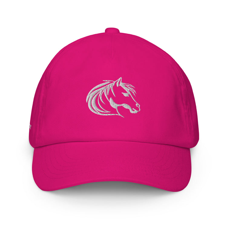 Casquette Fuschia enfant brodée Lacornador® Tête de cheval