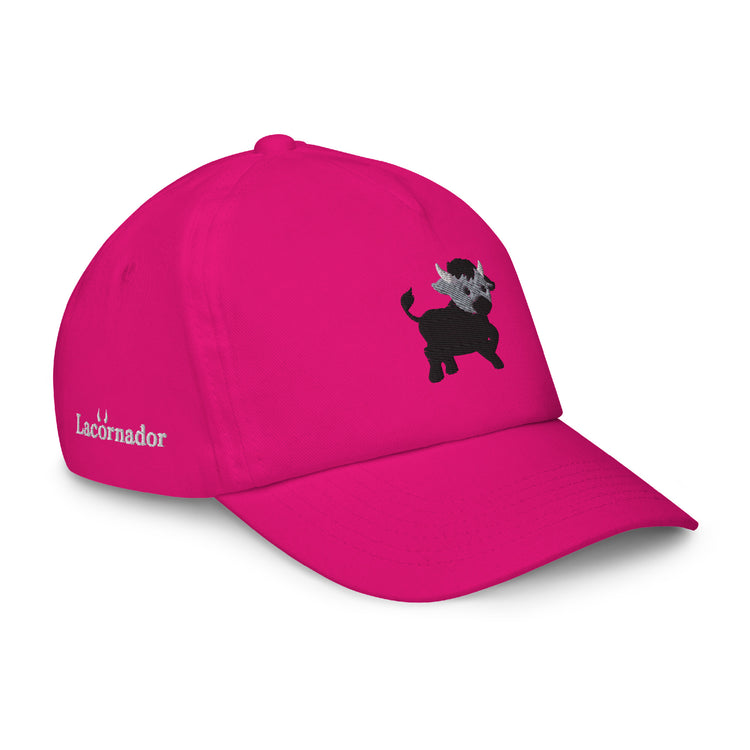 Casquette fuschia enfant brodée Lacornador® Petit taureau Camarguais