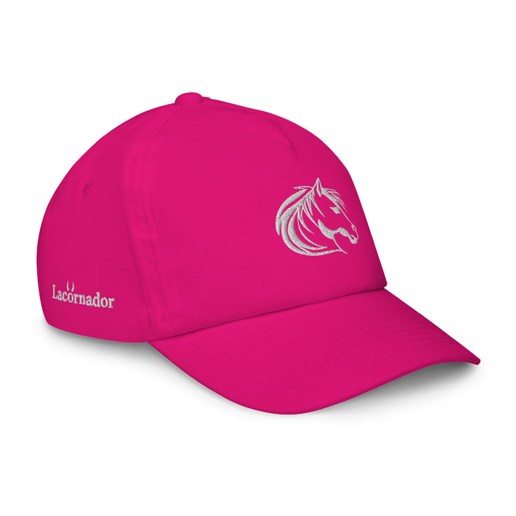 Casquette Fuschia enfant brodée Lacornador® Tête de cheval
