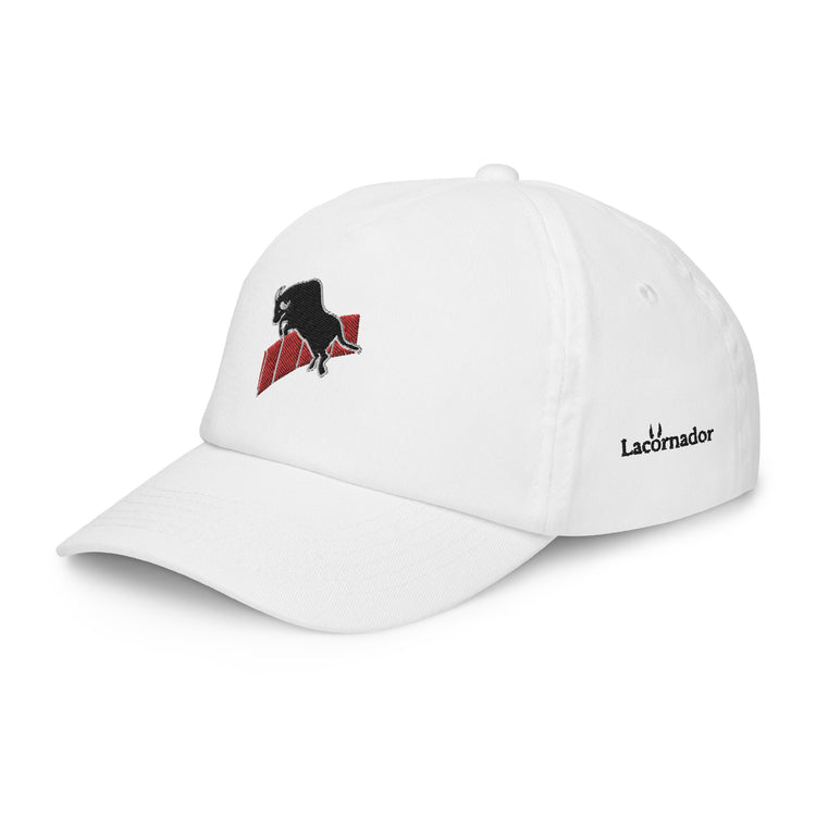 Casquette blanche enfant brodée Lacornador® Taureau sauteur