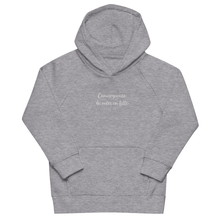 Sweat-shirt à capuche écologique brodé Lacornador® Camarguaise de mère en fille