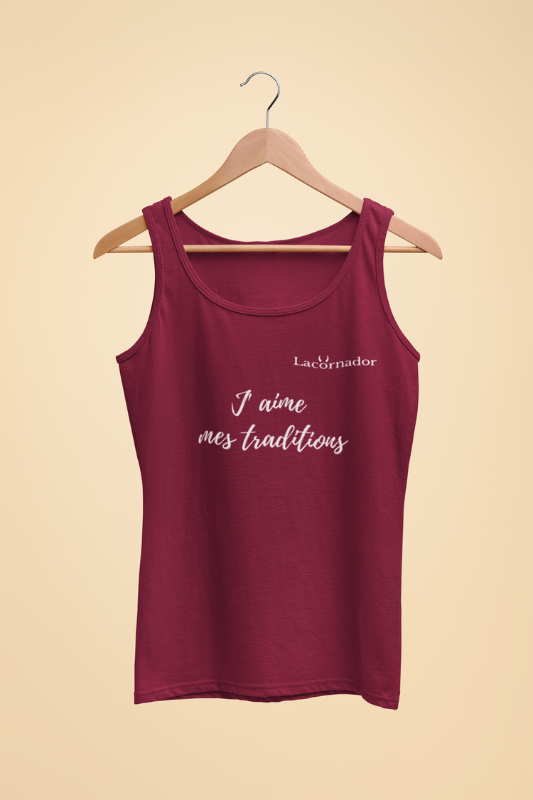 DEBARDEUR 100% COTON BIO "J'aime mes traditions"