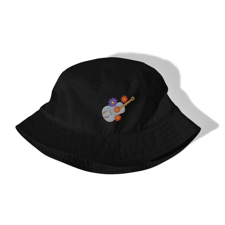 Bob Lacornador® 100% coton sergé biologique brodé Guitare fleurie Gipsy
