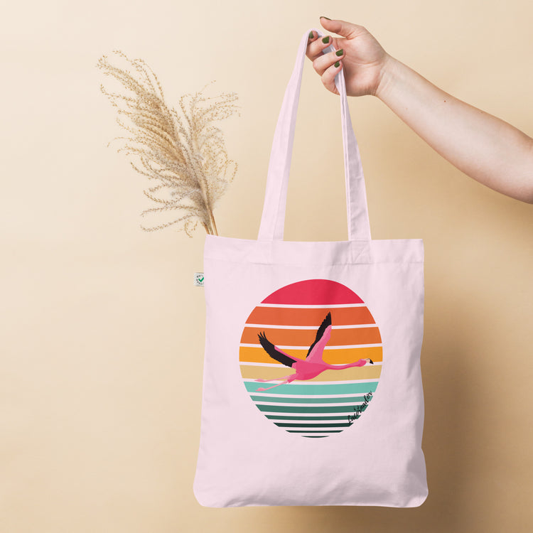 Tote bag Lacornador® 100% coton biologique Flamant rose