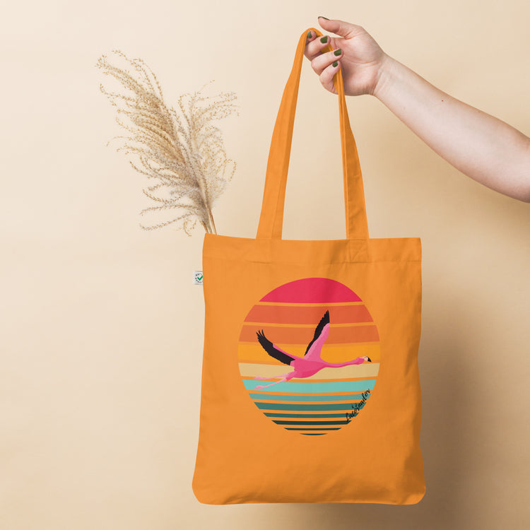 Tote bag Lacornador® 100% coton biologique Flamant rose