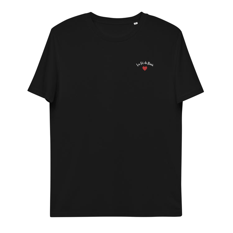 Tee-shirt mixte coton bio Lacornador® brodé La Fé di Bioù et coeur