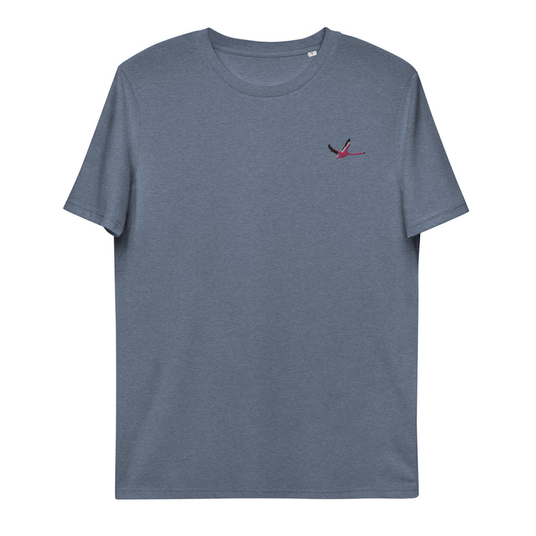 Tee-shirt coton bio brodé Lacornador® Flamant rose 🦩