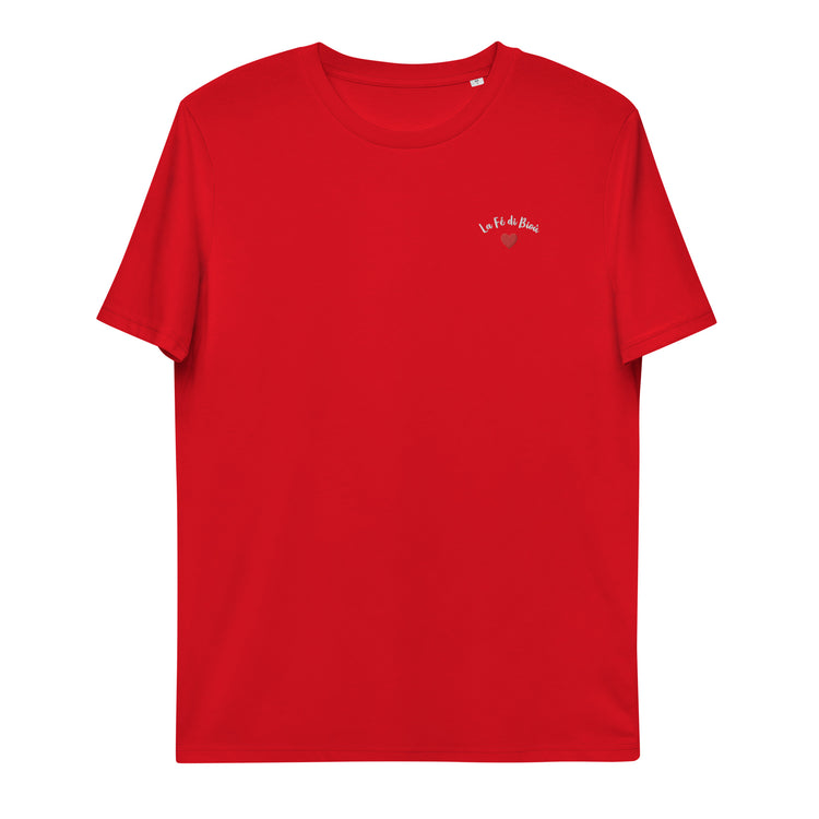 Tee-shirt mixte coton bio Lacornador® brodé La Fé di Bioù et coeur