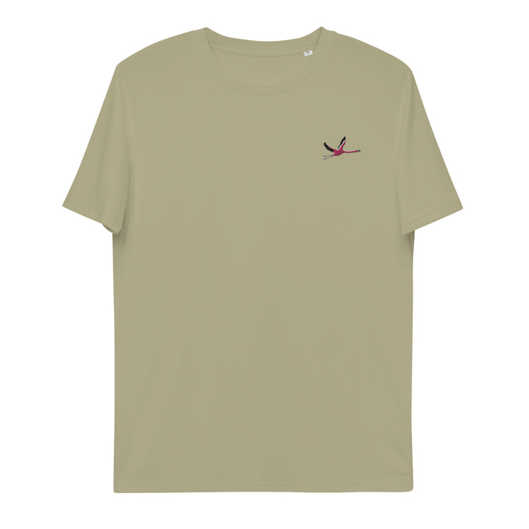 Tee-shirt coton bio brodé Lacornador® Flamant rose 🦩