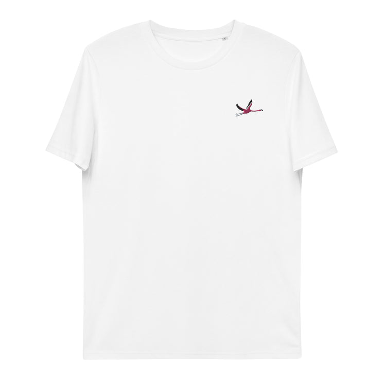 Tee-shirt coton bio brodé Lacornador® Flamant rose 🦩