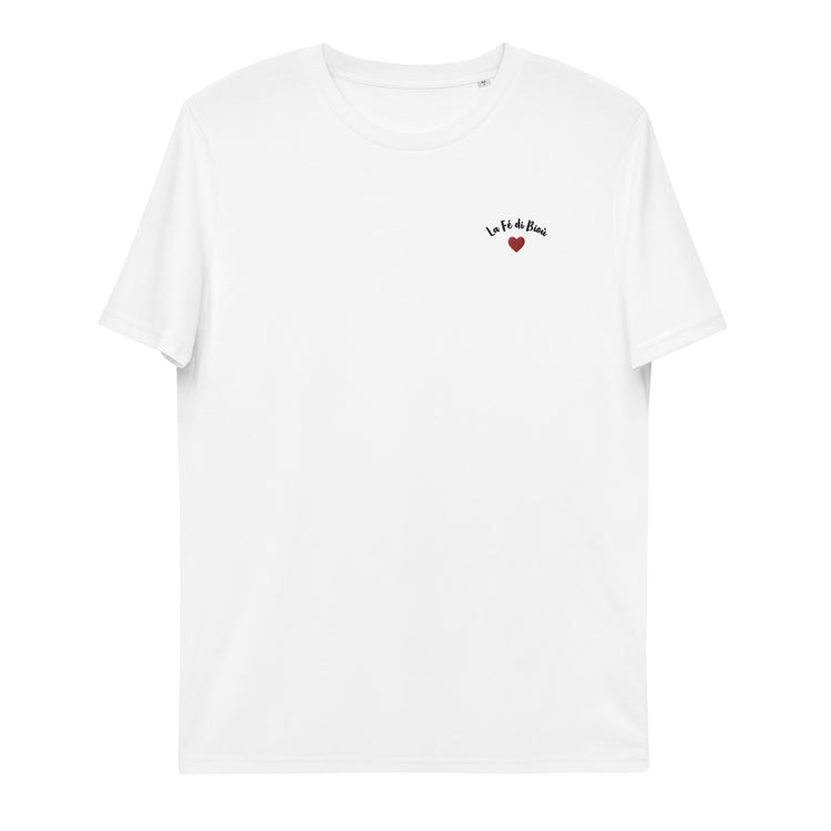 Tee-shirt mixte coton bio Lacornador® brodé La Fé di Bioù et coeur