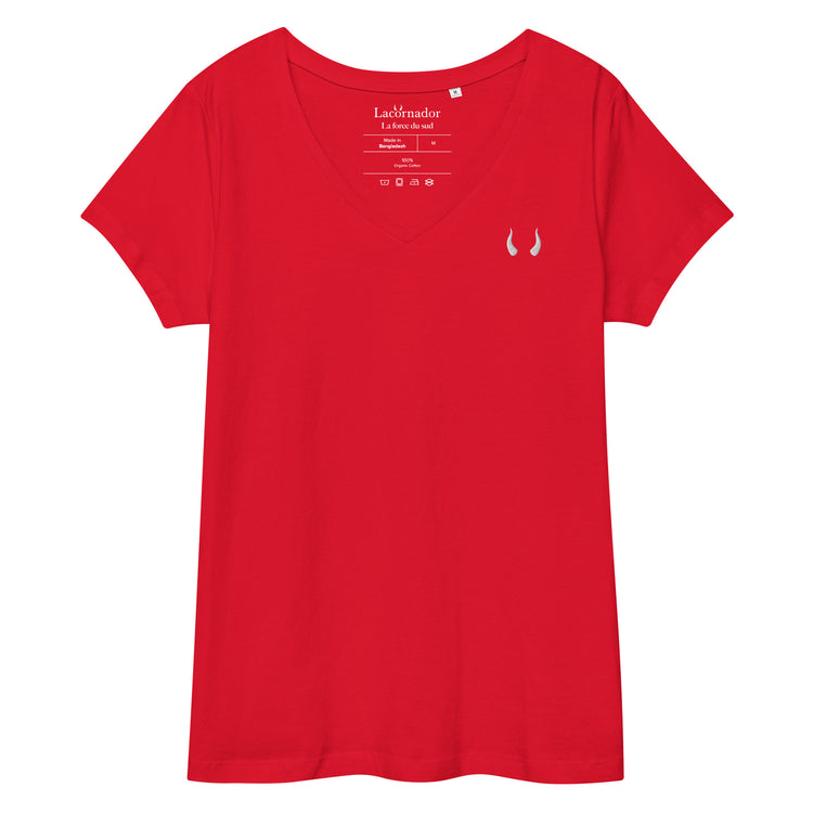 Tee-shirt Lacornador® col V coton bio brodé