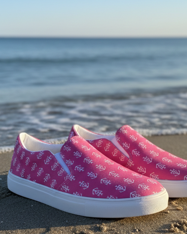 Tennis en toile Rose Salins motifs Croix de Camargue