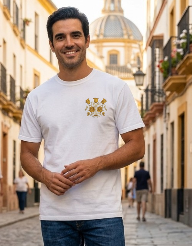 Tee-shirt blanc brodé "Oro y Luces" Collection Lumière
