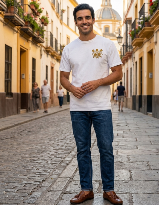 Tee-shirt blanc brodé "Oro y Luces" Collection Lumière