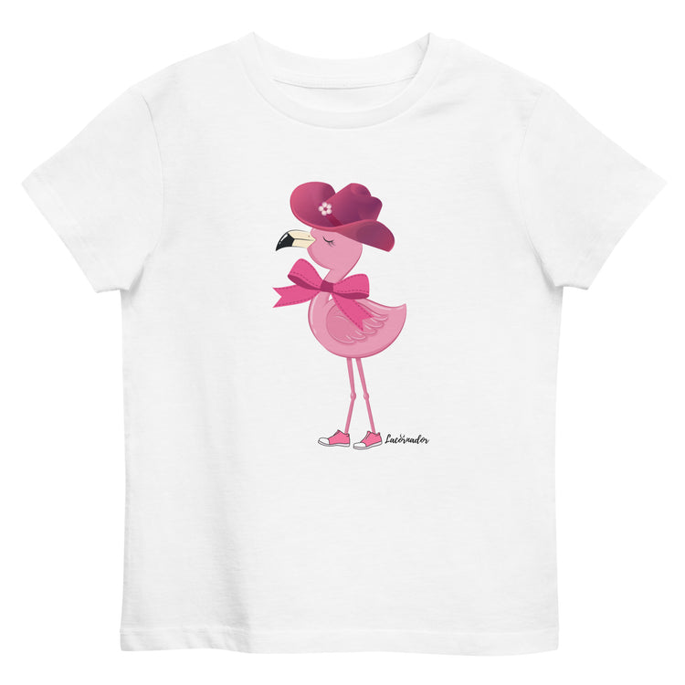 Tee-shirt Lacornador® coton bio Flamant rose au chapeau