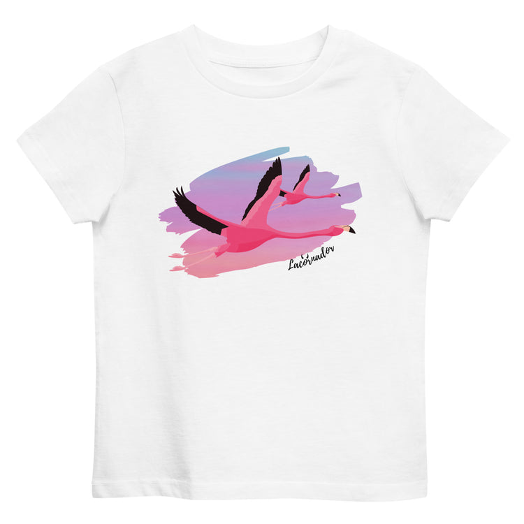 Tee-shirt Lacornador® coton bio Flamants roses dans le ciel