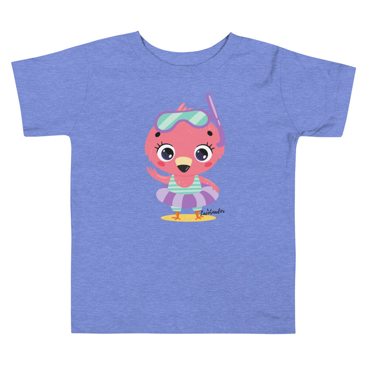 Tee-shirt Lacornador® flamant rose à la mer